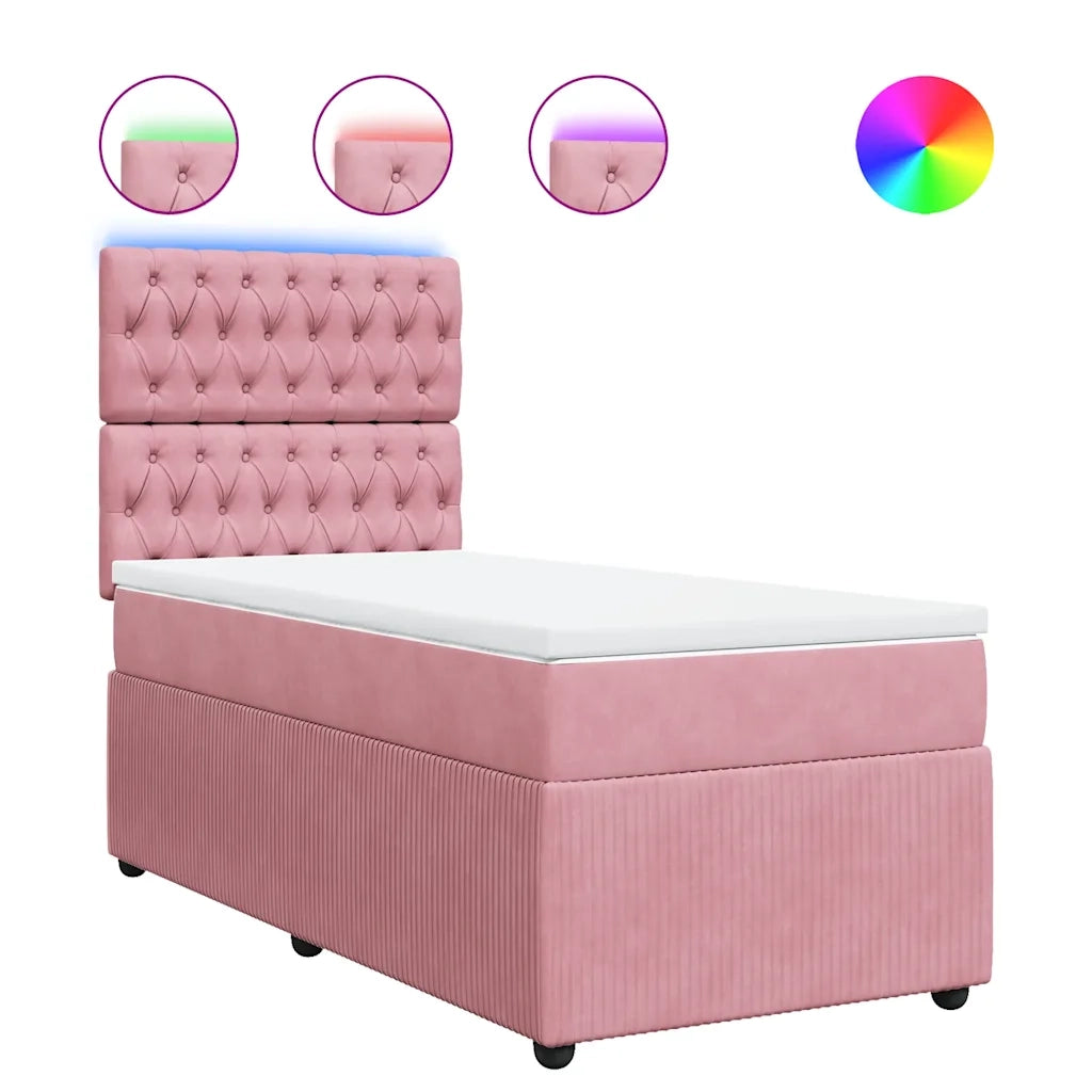 Giroletto a Molle con Materasso Rosa 80x200 cm in Velluto