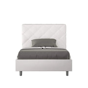 Letto queen size con rete imbottito 150x210 similpelle bianco Priya