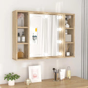 Mobile a Specchio con LED-Armadietto a Specchio Rovere Sonoma 76x15x55 cm