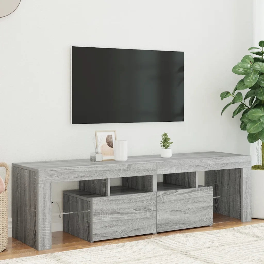 Mobile Porta TV con Luci LED-Mobile per TV-Credenza TV grigio sonoma 140x36,5x40 cm