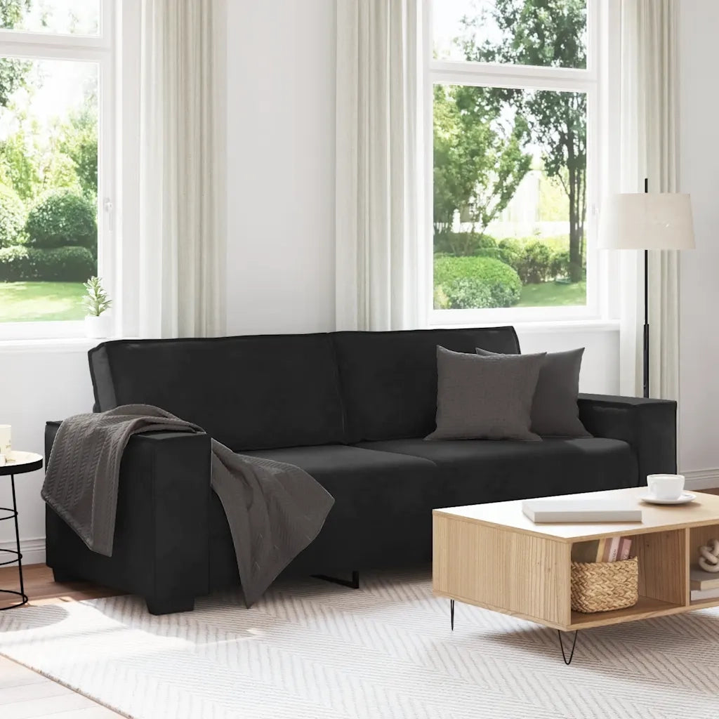 Divano a 3 Posti-Sofa 3 Posti Nero 180 cm in Velluto 686016