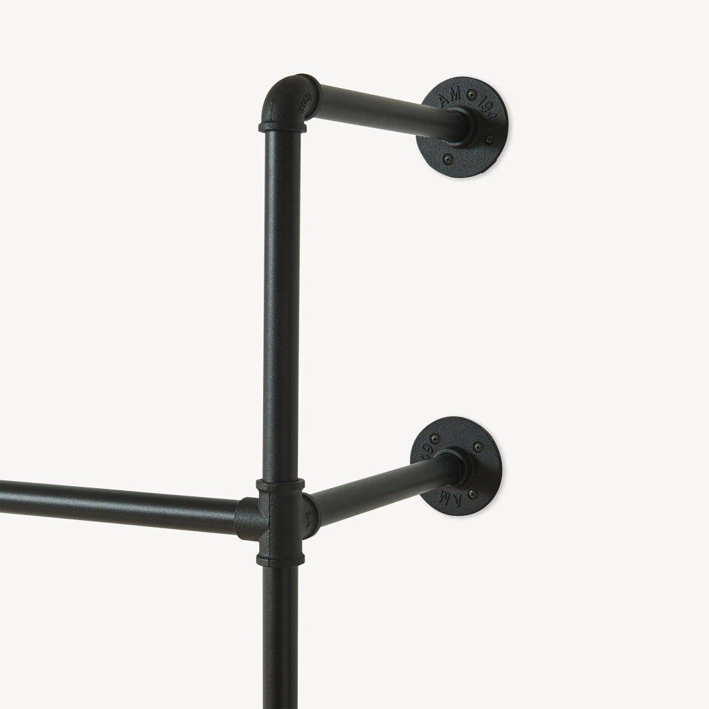 Stand Appendiabiti Kenävatka da Parete in Acciaio con Barra Porta Abiti 222x201x31 cm - Nero [en.casa]