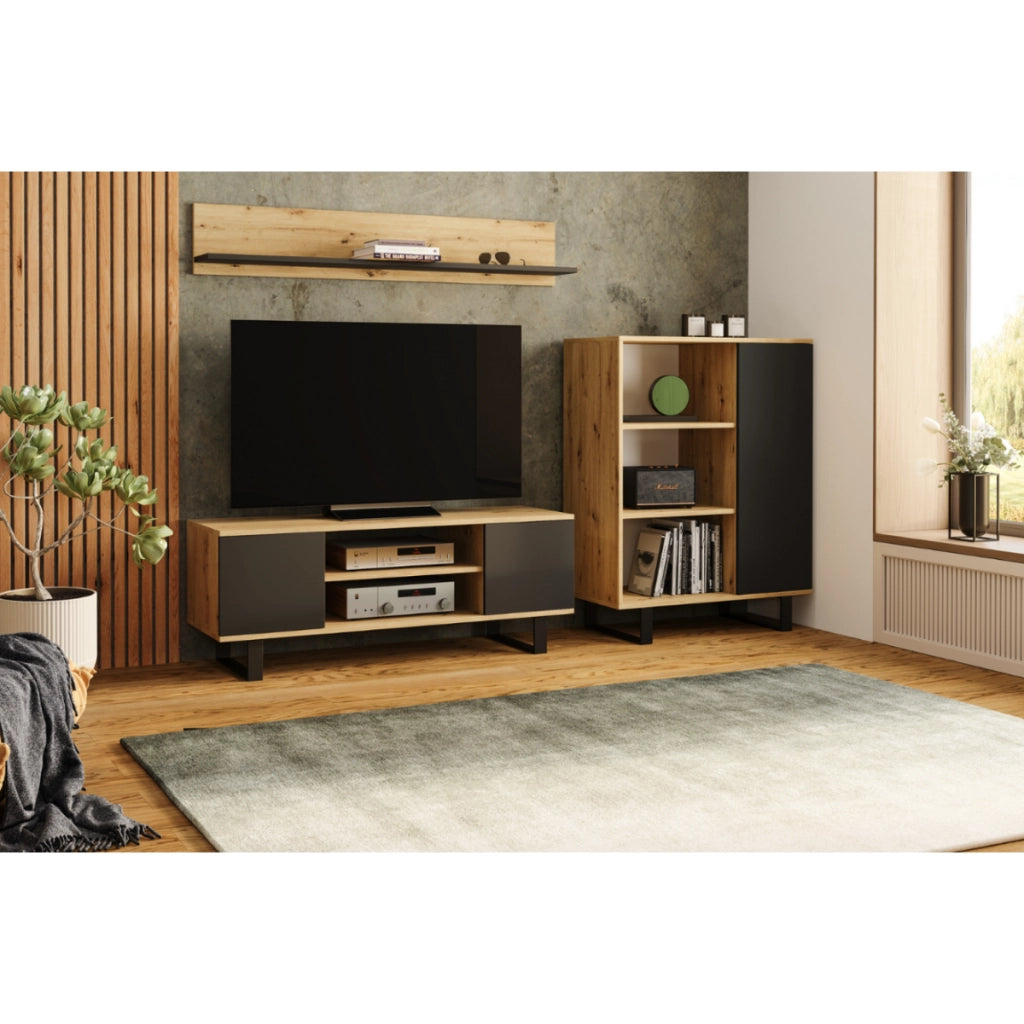 Mensola a parete SHELF 100 cm rovere Artisan e nero