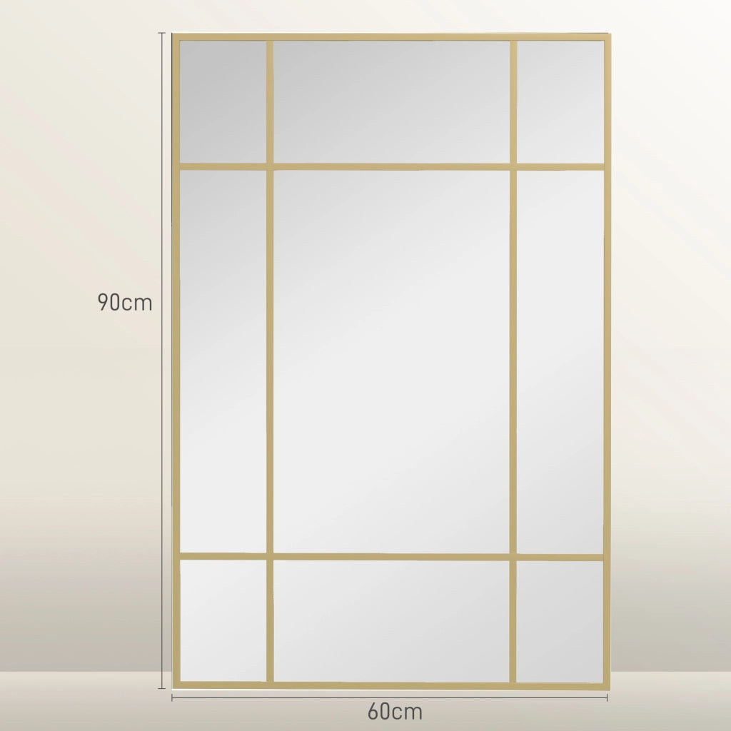 Specchio Decorativo Parete Rettangolare ¨C Minimal ¨C Dorato 90x60 cm