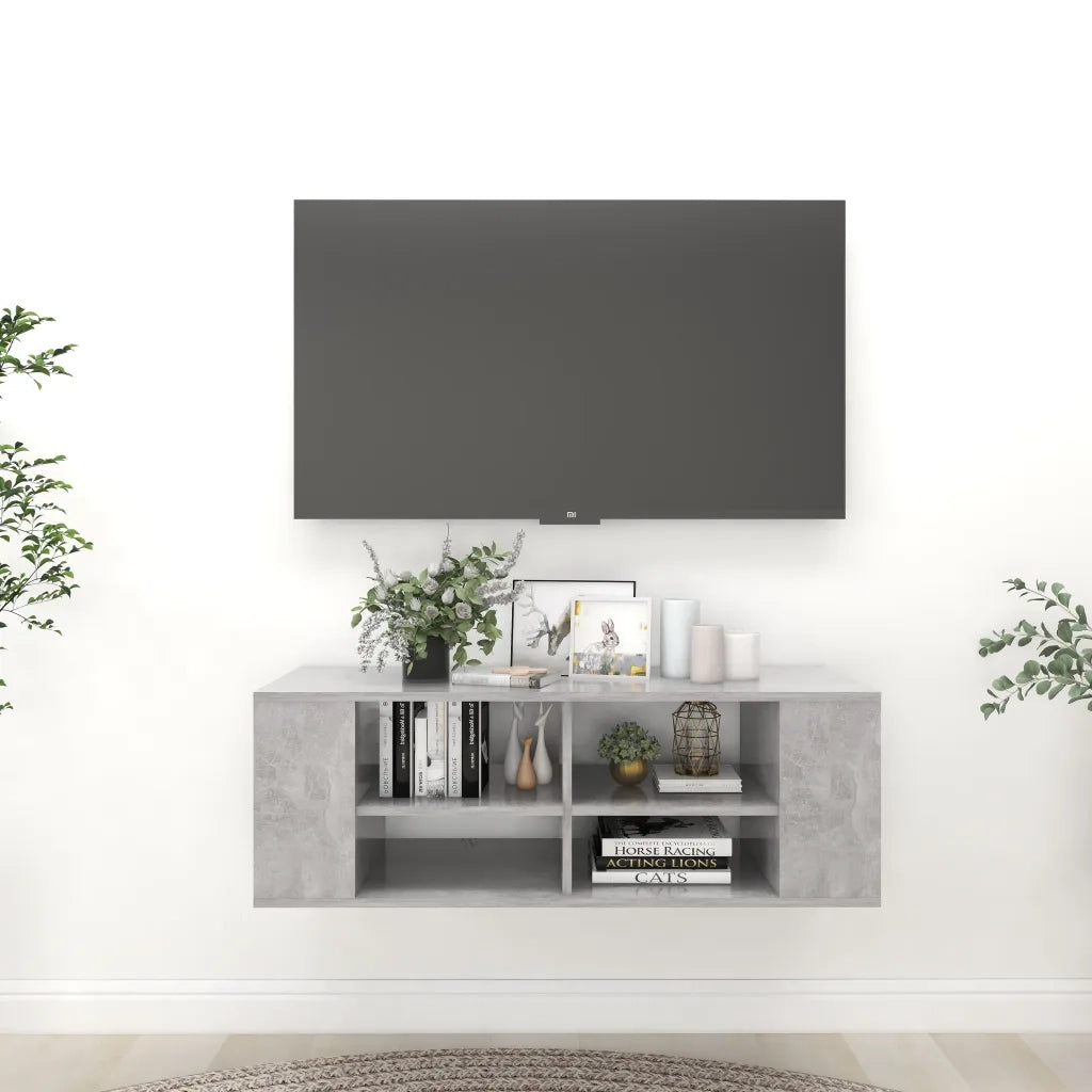 Mobile TV Parete Grigio Cemento 102x35x35 cm Legno Multistrato 806242