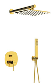 Set doccia – oro lucido, soffione, braccio doccie e miscelatore