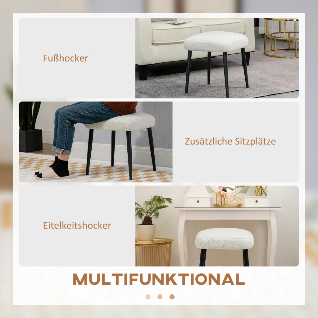 Pouf Hocker Cuscino ¨C zephmum ¨C Creme Beige Tessuto Boucl¨¦