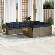 Set Divani da Giardino 11 pz con Cuscini in Polyrattan Grigio
