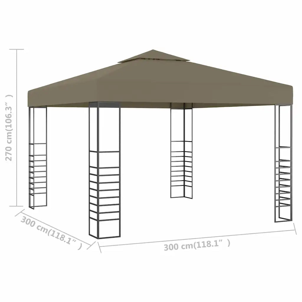 Gazebo | Pergolato da Giardino 3x3 m Grigio Talpa 180 g/m2