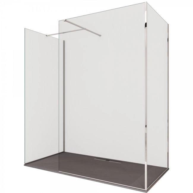 Parete doccia Walk-In in Cristallo 8mm tre lati trasparente - Misura: 90 x 110 x 90 x h195