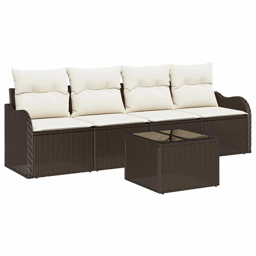 Set Divano da Giardino Marrone polyrattan