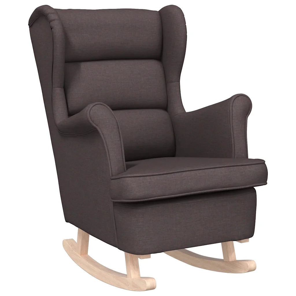 Poltrona | Sedia a Dondolo Marrone Scuro 74x90x102 cm in Tessuto