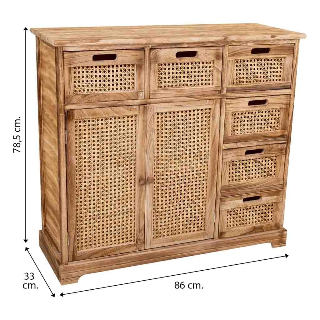 Credenza in legno e rete marrone 86x33x78,5h