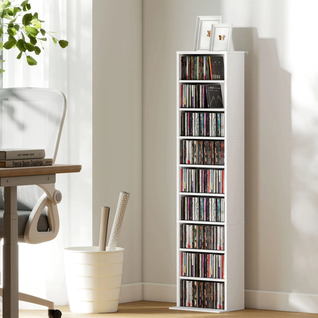 Scaffale per CD e DVD con 6 Ripiani Regolabili ¨C Minimal ¨C Bianco 33x24x140 cm