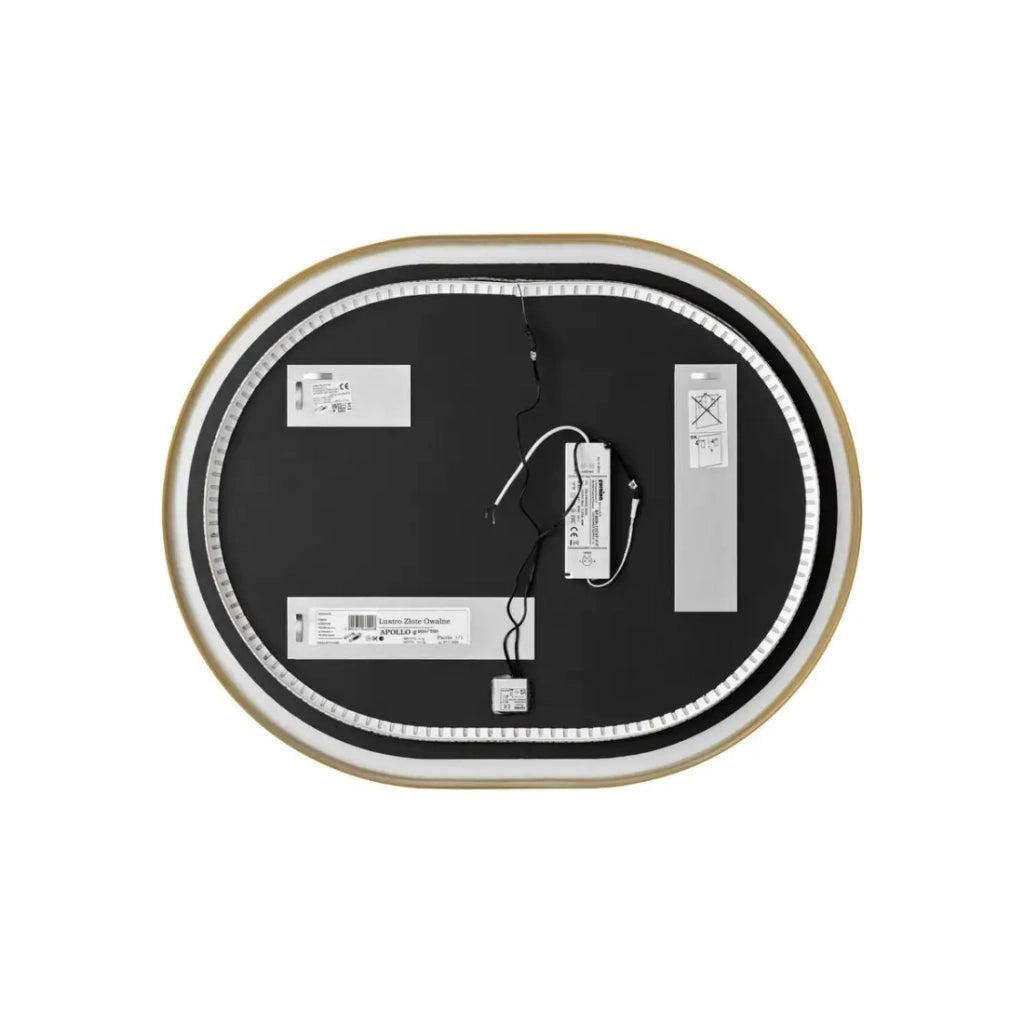 Specchio bagno LED dorato ovale 90x70 cm design