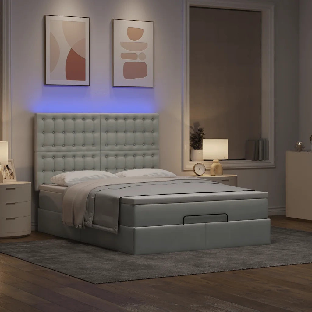 Struttura Letto Pouf con Materassi 140x190 cm Velluto 3314462