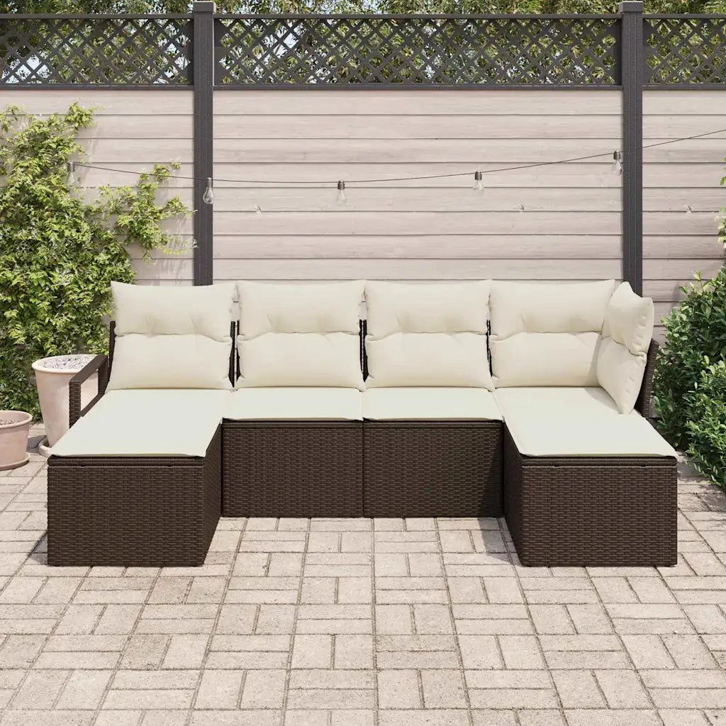 Set di divani con cuscino 6 pcs Marrone e Crema polyrattan 3355157