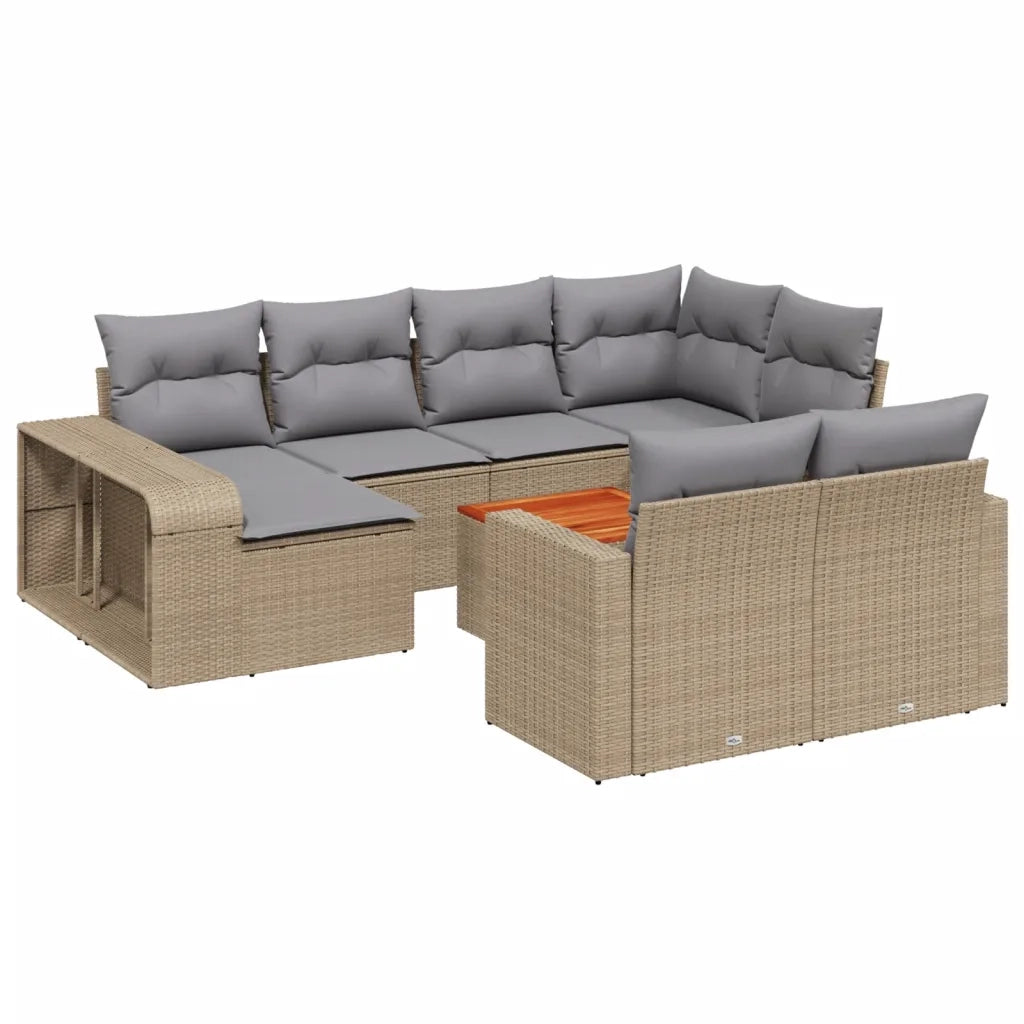 Set Divani da Giardino 11 pz con Cuscini Beige in Polyrattan 3228919