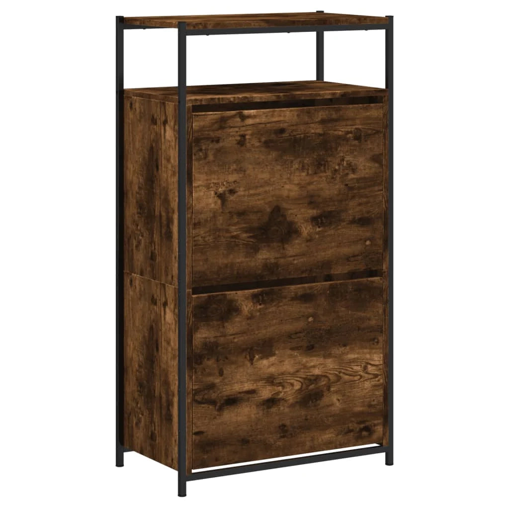 Scarpiera mobiletto portascarpe mobile per ingresso/corridoio/soggiorno 60 x 34 x 112 cm legno ingegnerizzato marrone 02_0021571