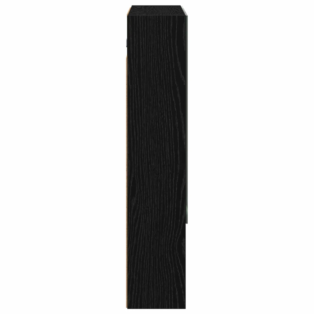 Mobiletto per specchio da Bagno | Armadio da bagno Rovere Nero 60 x 14.5 x 70 cm