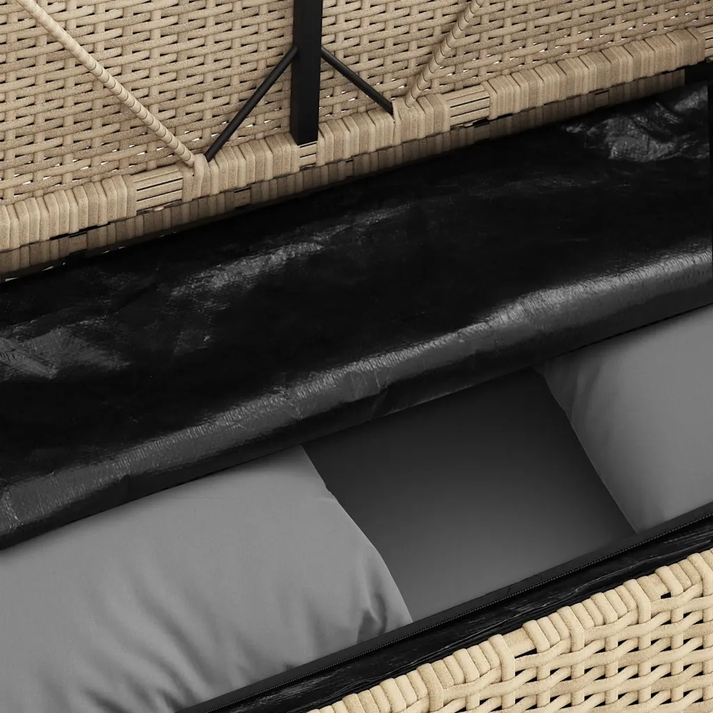 Panchina da Giardino | Panca da Giardino con Cuscini Beige in Polyrattan