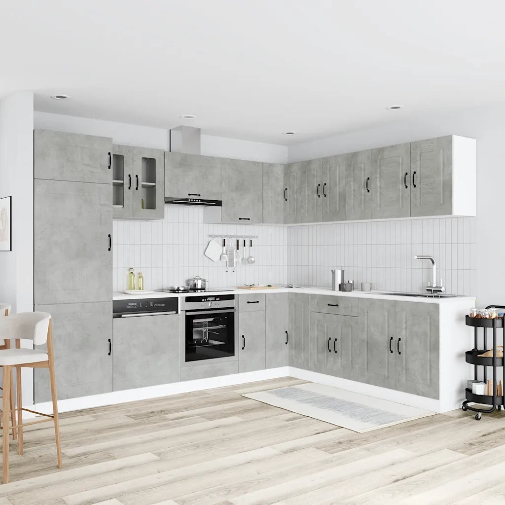 Set Mobili da Cucina 14 pz Kalmar Grigio Cemento in Truciolato 3314975