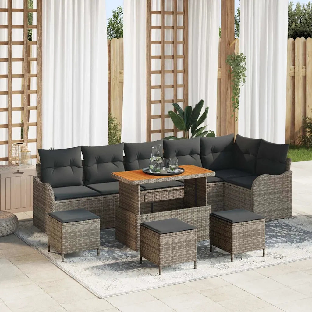 Set Divano da Giardino con cuscino con cuscino 10 pcs Grigio