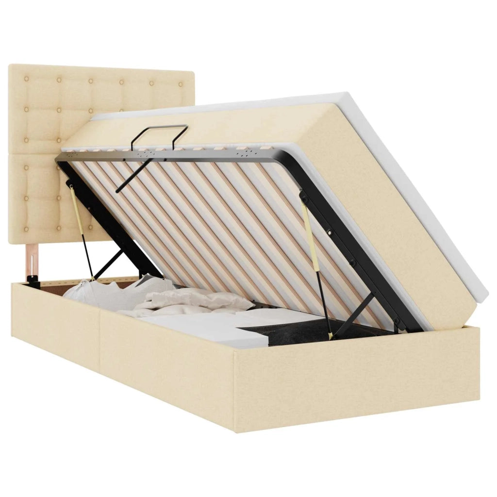 Letto con contenitore e LED Crema 90 x 200 cm Poliestere 3372520
