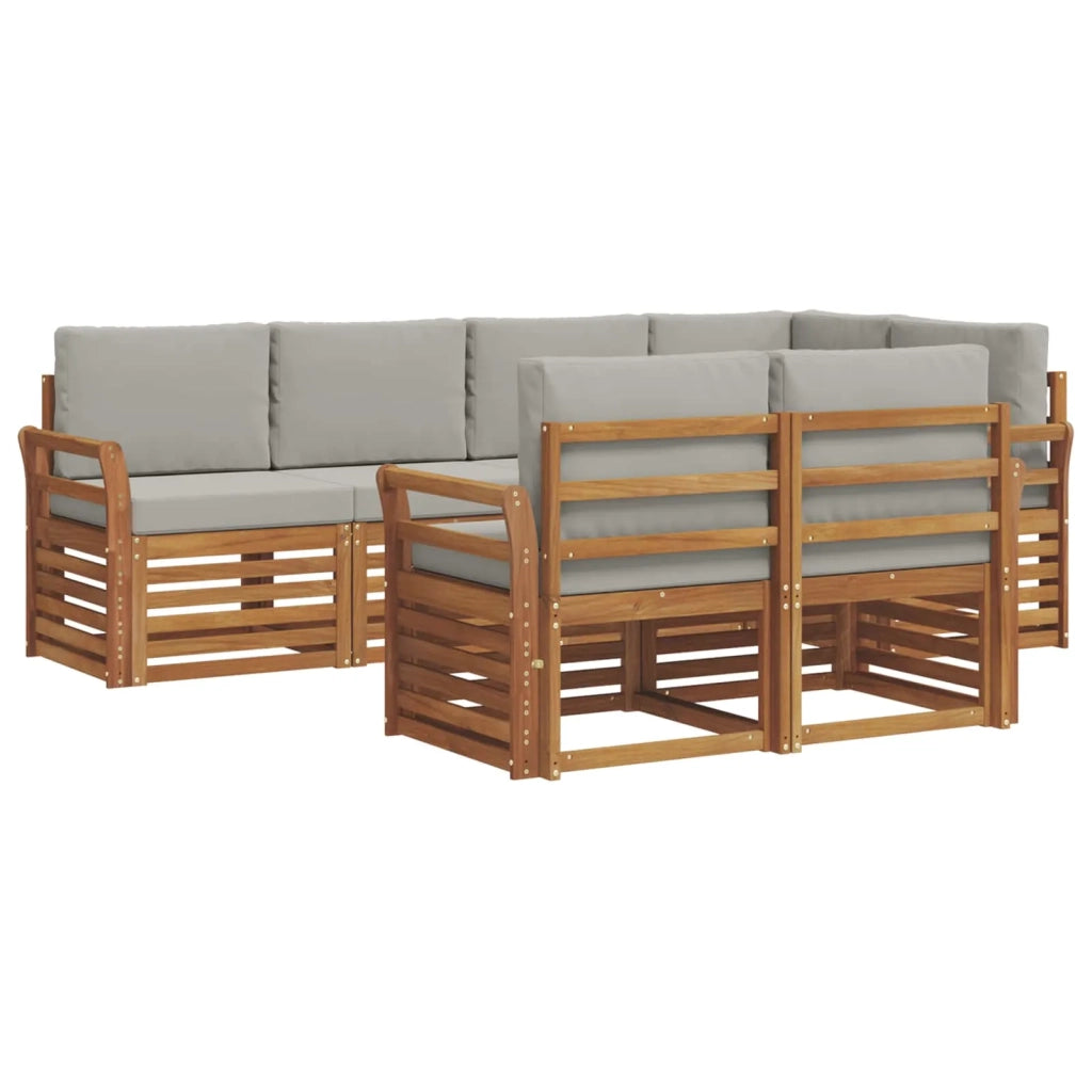 Set divano sezionale con cuscino 7 pcs Grigio Naturale e Chiaro 3374971