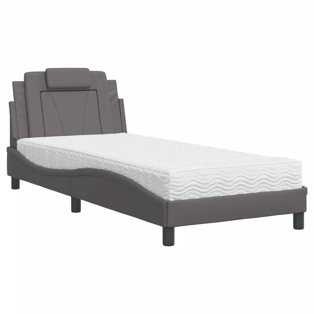 Letto Viana con Materasso Grgio 90x200 cm in Similpelle