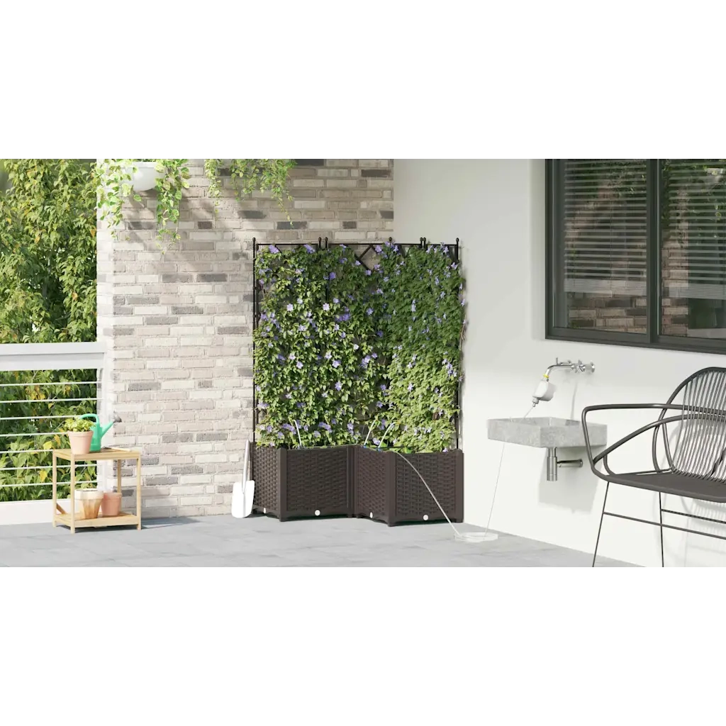 Vaso da giardino 3 pcs Marrone Plastica 42002831