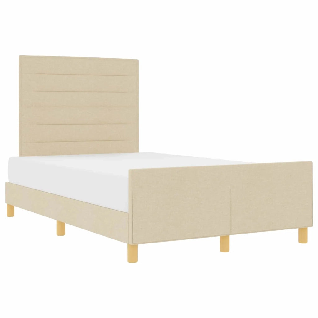 Struttura del letto con testiera Crema 120 x 190 cm Tessuto 3344639