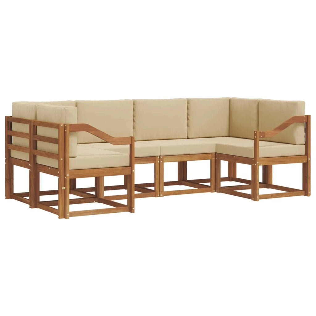Set di divani da esterno con cuscino 6 pcs Naturale e Beige 3366901