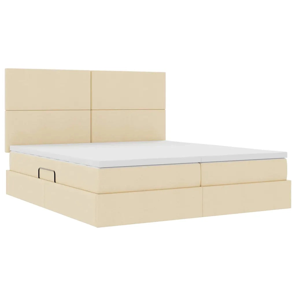 Letto con Contenitore Crema 200 x 200 cm Pelle Sintetica