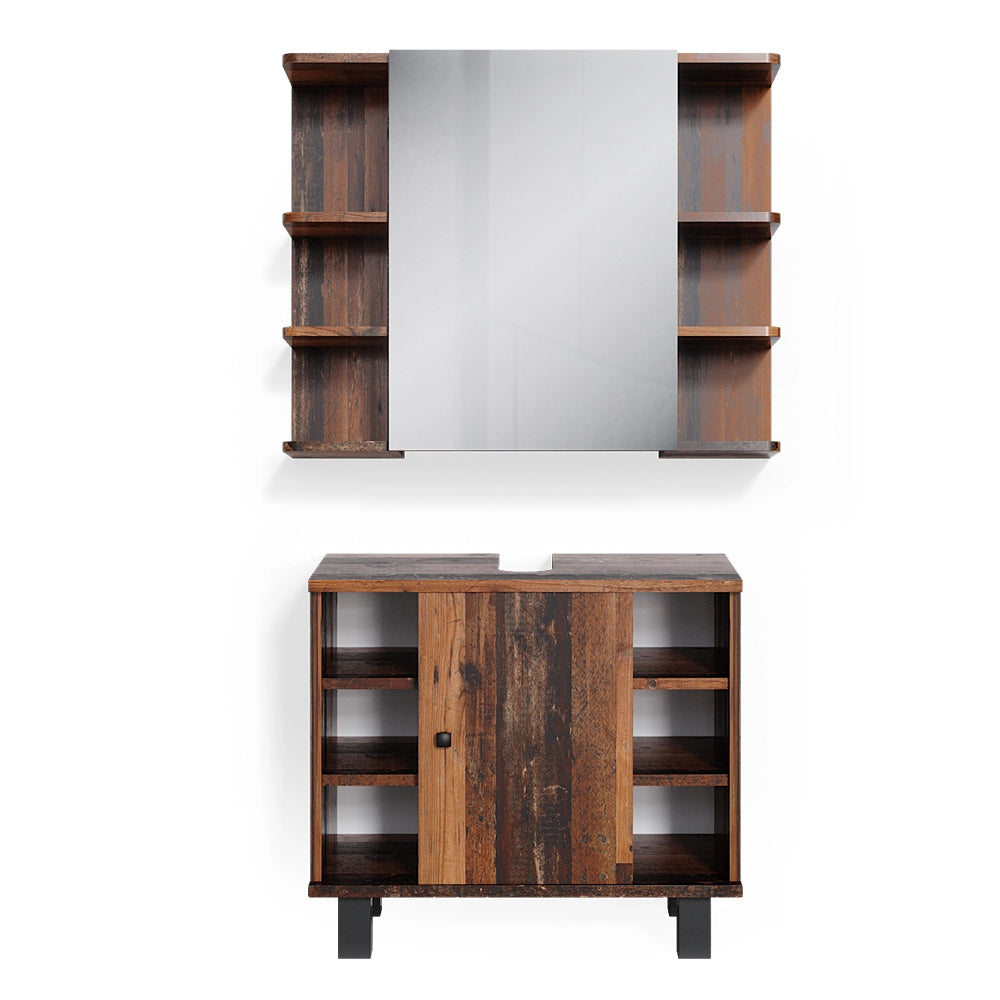 Vicco Set mobili bagno Rovere rustico 2 parti