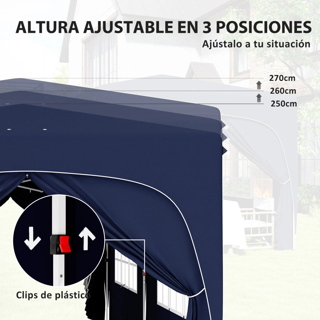 Gazebo Pieghevole 3x6m ¨C Xylo ¨C Blu Scuro con Pannelli Laterali UPF50+