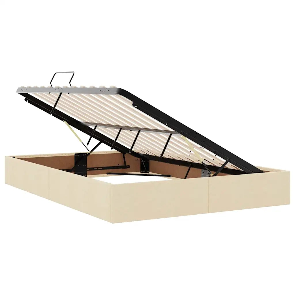Letto con contenitore e LED con led Crema 140 x 190 cm Tessuto 3371209