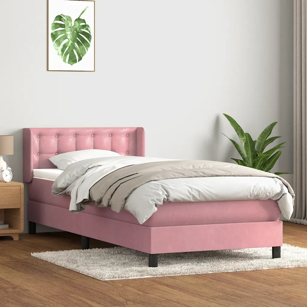 Giroletto a Molle con Materasso Rosa 80x220 cm Velluto 3318476
