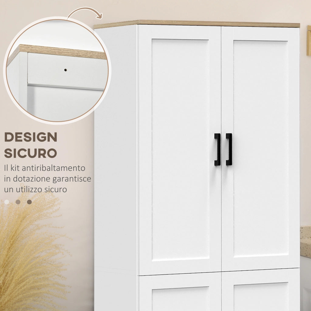 Armadio Dispensa ¨C Zephmum ¨C Bianco e Legno 60x30x170.5 cm
