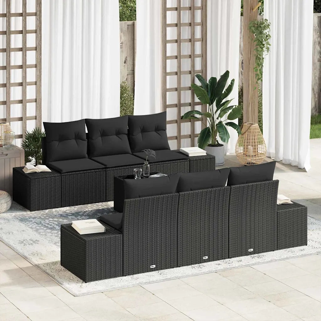 Set Divano da Giardino con cuscino 8 pcs Nero polyrattan 3355622
