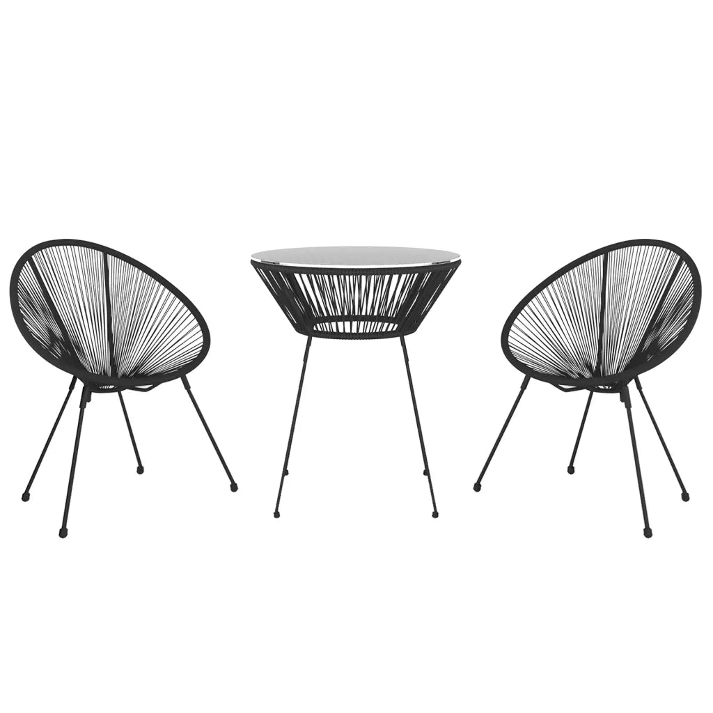 Set da Pranzo per Giardino 3 pz Nero 3085448