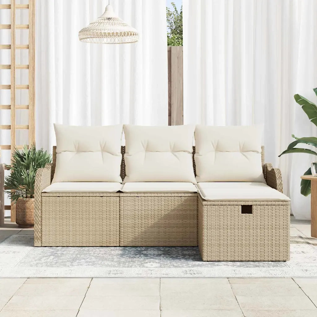 Set Divano da Giardino 4 pcs Beige e Crema polyrattan 3358950