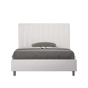 Letto una piazza e mezza con rete imbottito 130x190 similpelle bianco Agueda