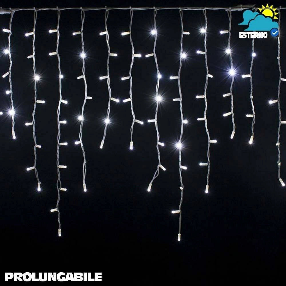 Trade Shop - Tenda Cascata Luminosa Bianco Freddo 250 X 75 Cm Prolungabile Fino A 50mt 126led -