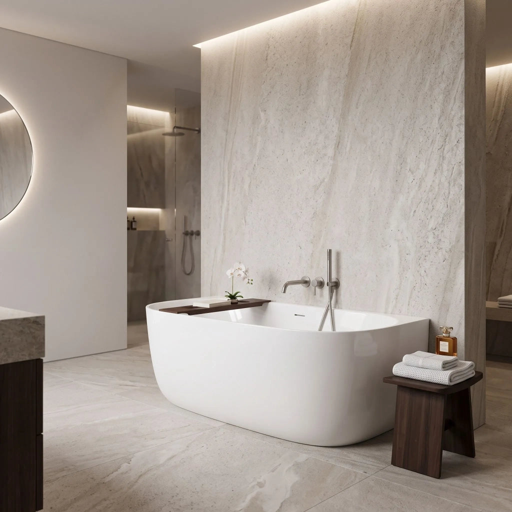 Vasca Bagno A Parete Rea Eris 170cm Copritappo bianco