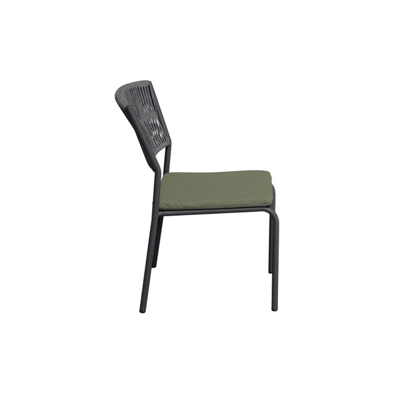 Sedia Modena Set B Alluminio Antracite E Corda Verde Moia