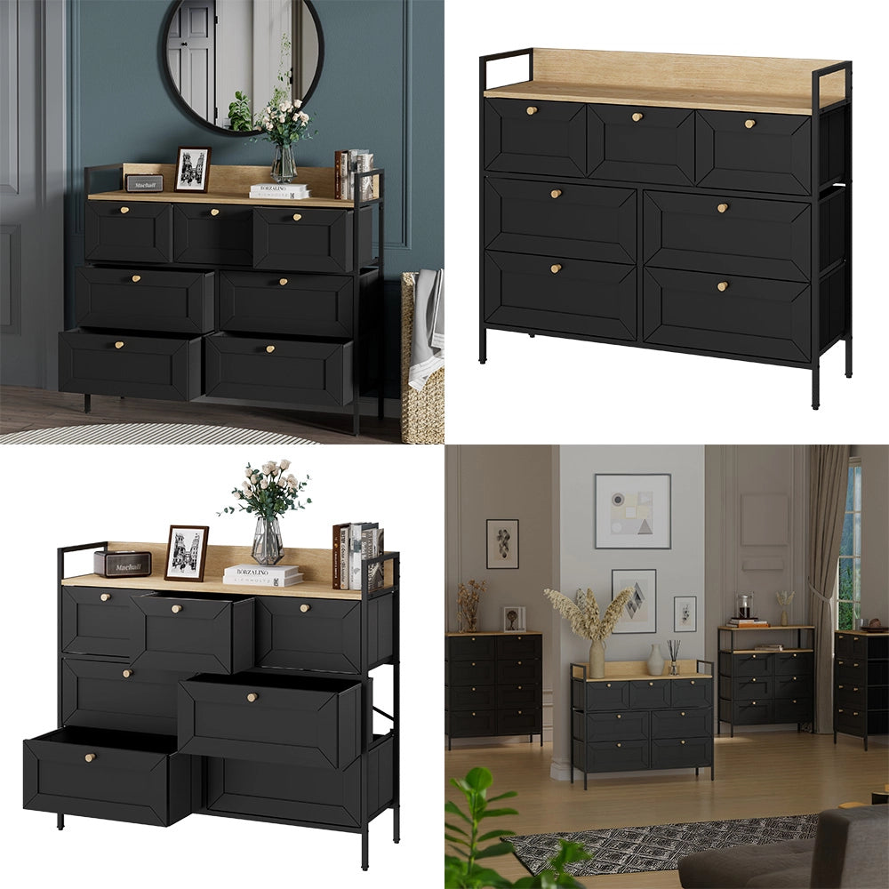 Vicco Tavolino Nero 98 x 85 cm con 7 cassetti