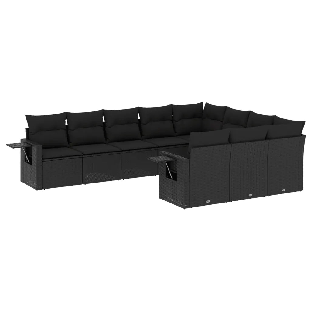 Set Divani da Giardino 10pz con Cuscini in Polyrattan Nero 3253022