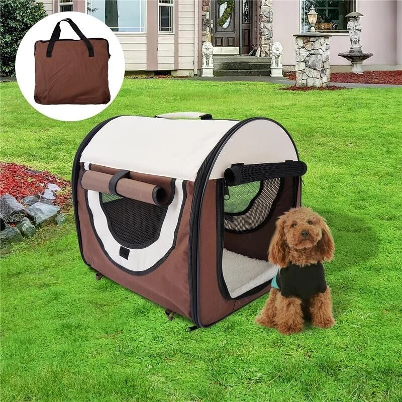 TRASPORTINO PER CANI E GATTI PIEGHEVOLE 61 X 46 X 51 CM COLORE CAFFÈ