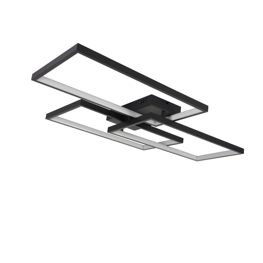 ZMH Lampada da soffitto plafoniera LED moderna telecomando metallo nero per camera letto